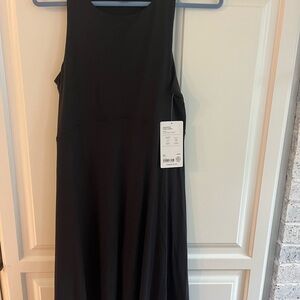 Athleta Santorini Thera Black Square Neck Sleeveless Midi Dress
